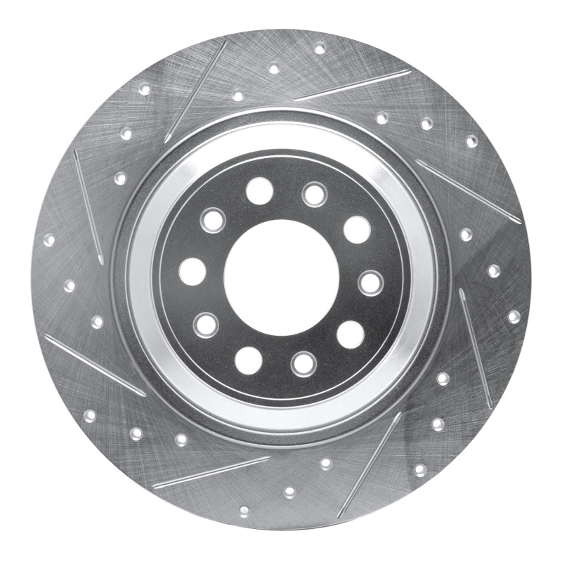 Jeep Cherokee Brake Rotor (1) - Rear Left - R1 Concepts - Drilled & Slotted - Silver - `14-`23